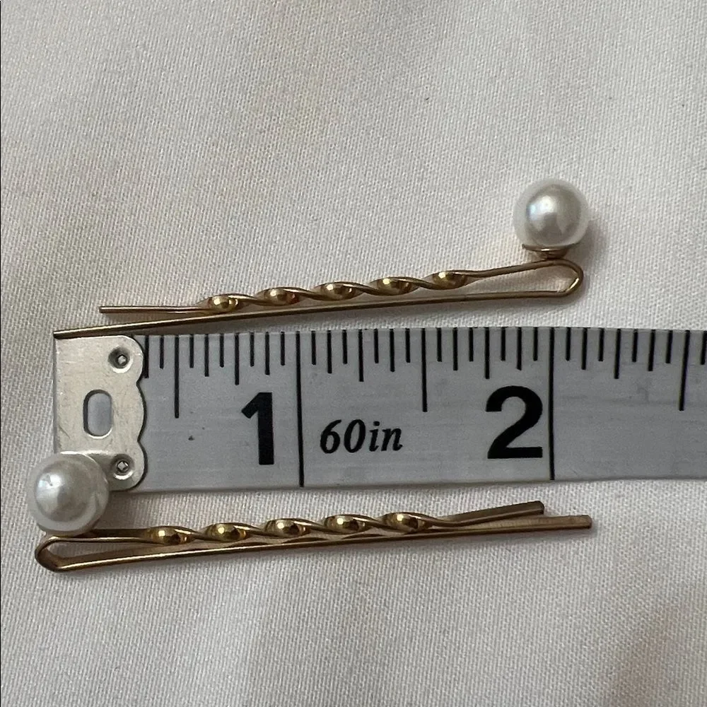 Vintage 90’s Gold Colored Hair Clip and Faux Pearl Hair Pins Set EUC